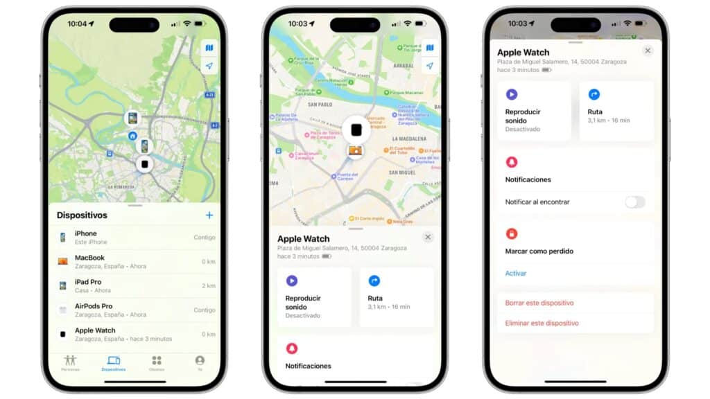 paso a paso de como  localizar Apple Watch desde el iPhone