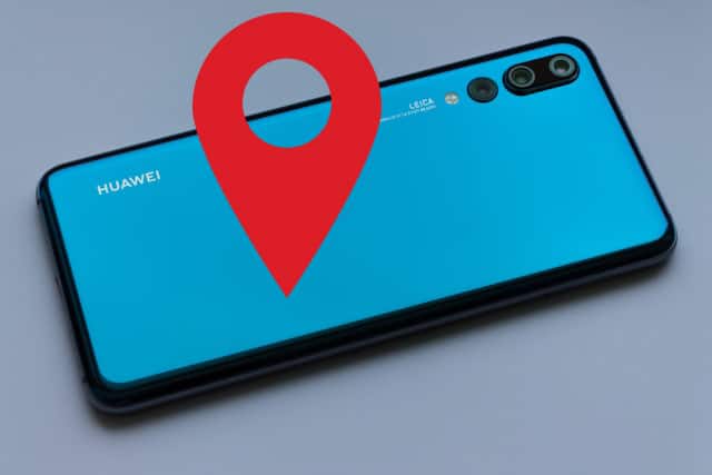 móvil Huawei robado con un ícono de ubicación encima