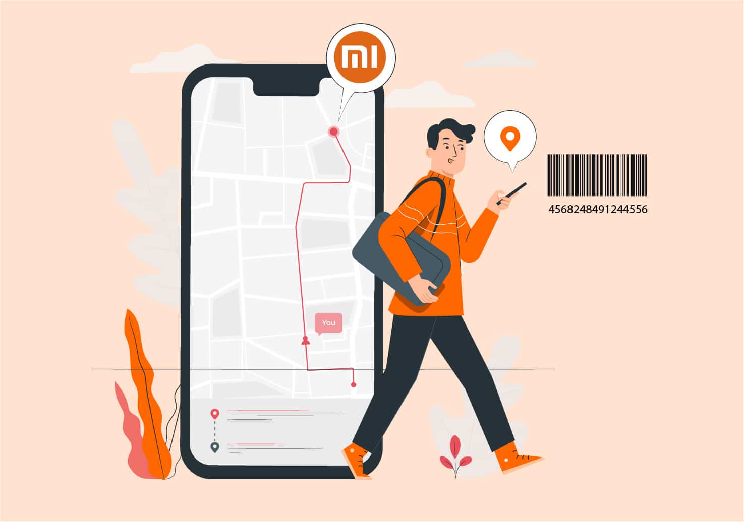hombre caminando usando el gps para rastrear un móvil Xiaomi