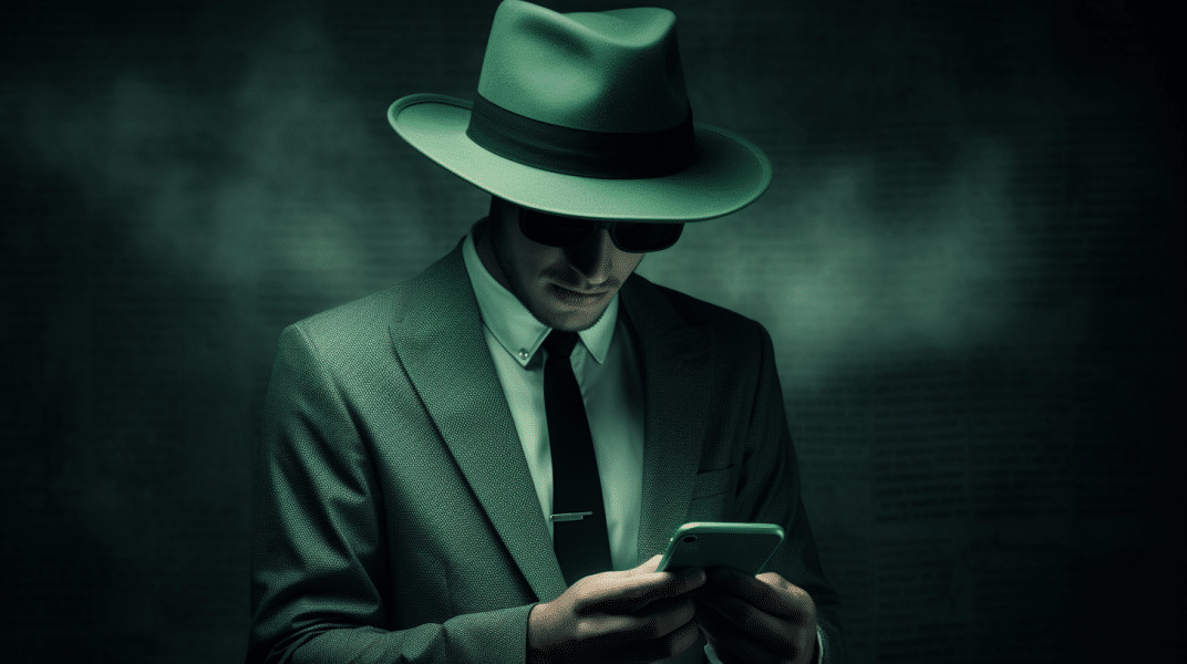 Hombre con sombrero sosteniendo telefono movil en sus manos