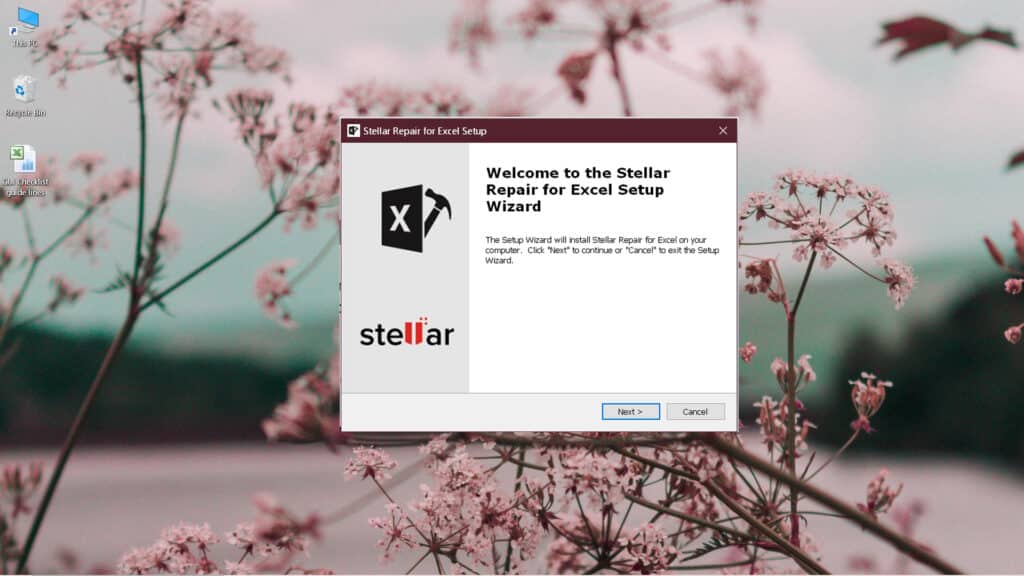 proceso de instalación de Stellar Repair for Excel