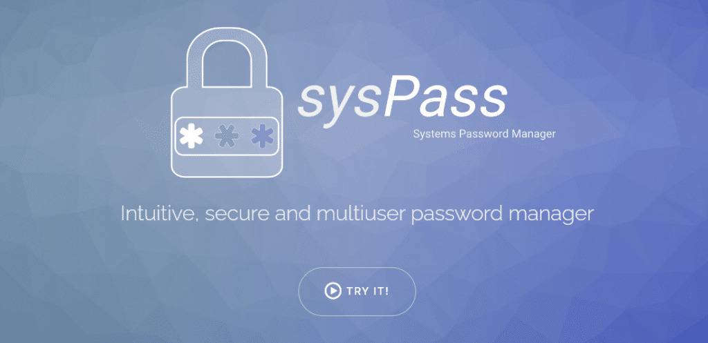 Página de inicio de sysPass