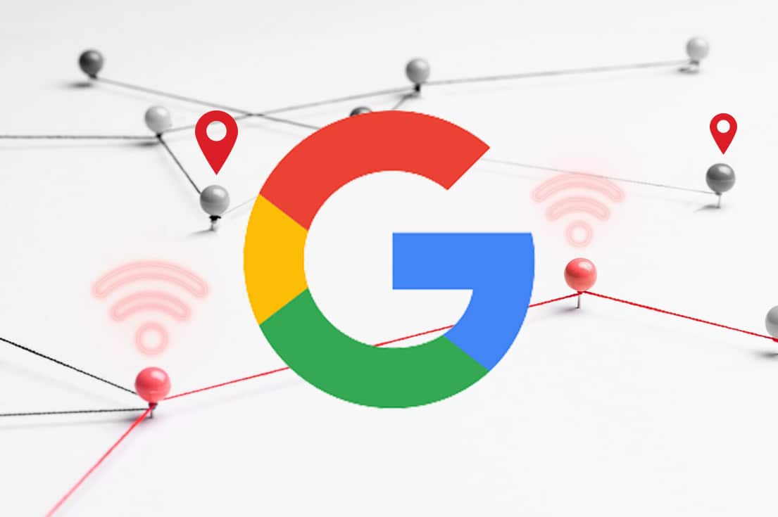Red con pines siendo usada para ubicar localizaciones a través de Google