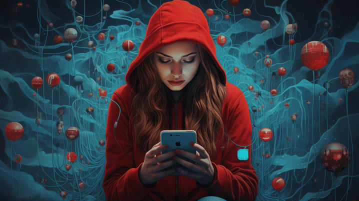 Chica sosteniendo un telefono localizando elcelular de otra persona