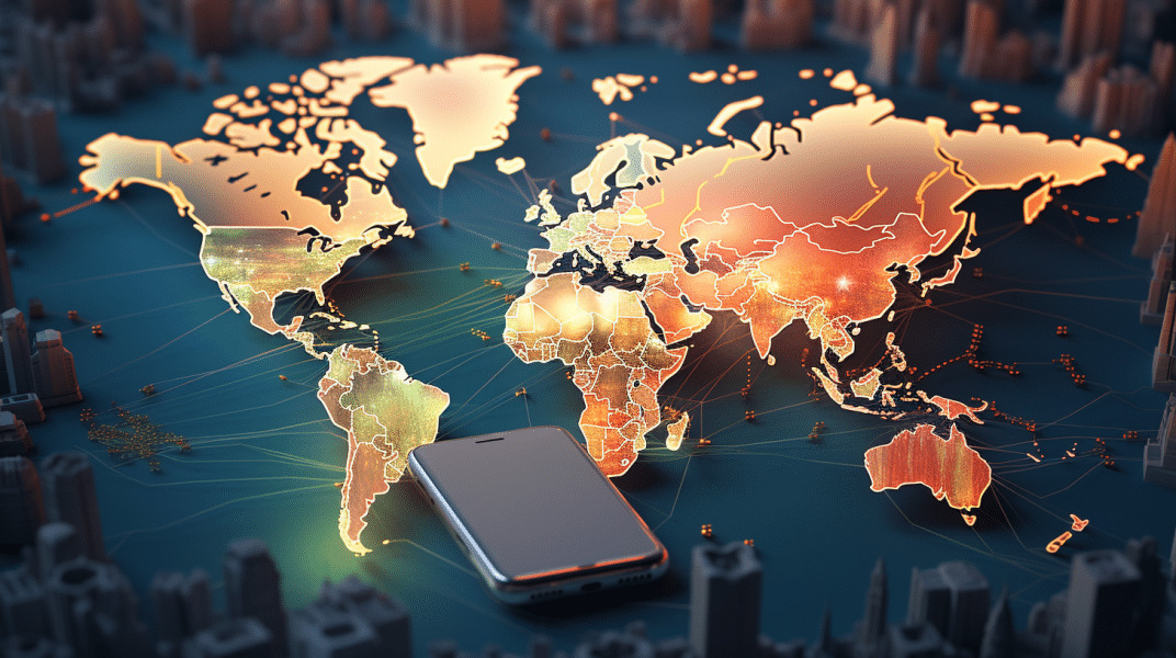 telefono samsung sobre un mapa
