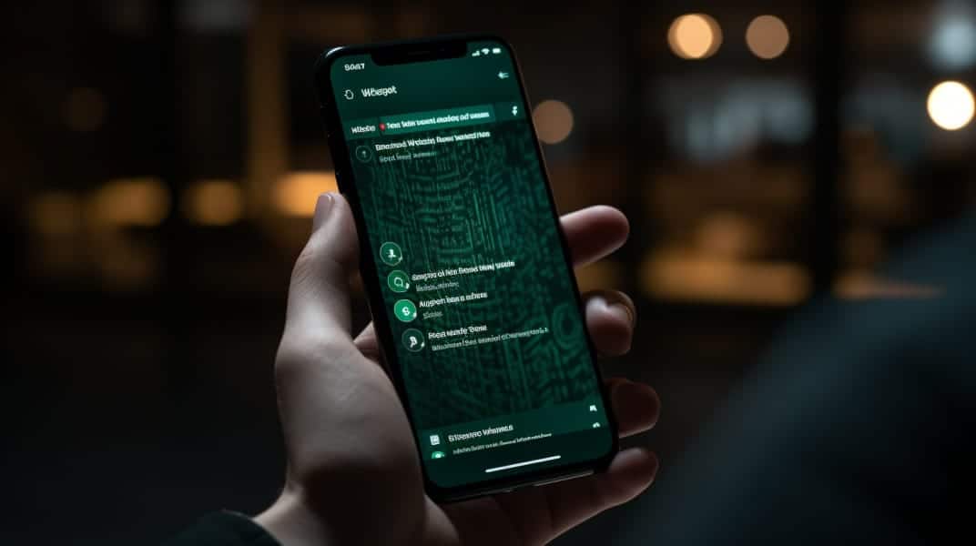 Mano sosteniendo telefono movil para recuperar datos de whatsapp