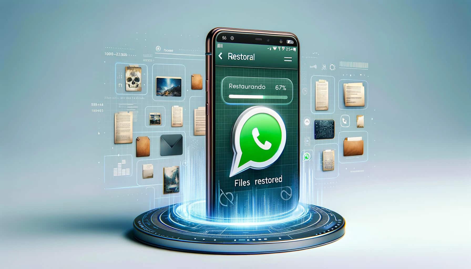 tel'efono m'ovil restaurando los archivos de whatsapp