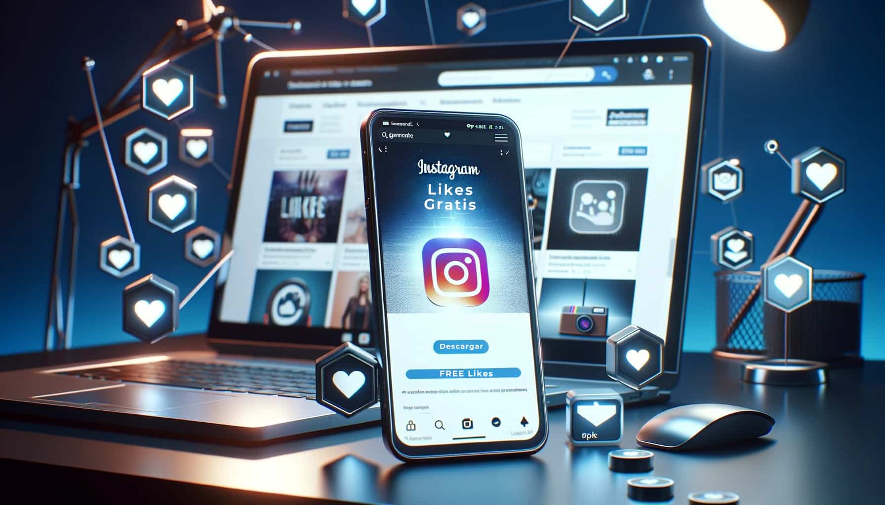 smartphone con el interfaz de una aplicación paara conseguir likes gratis en Instagram