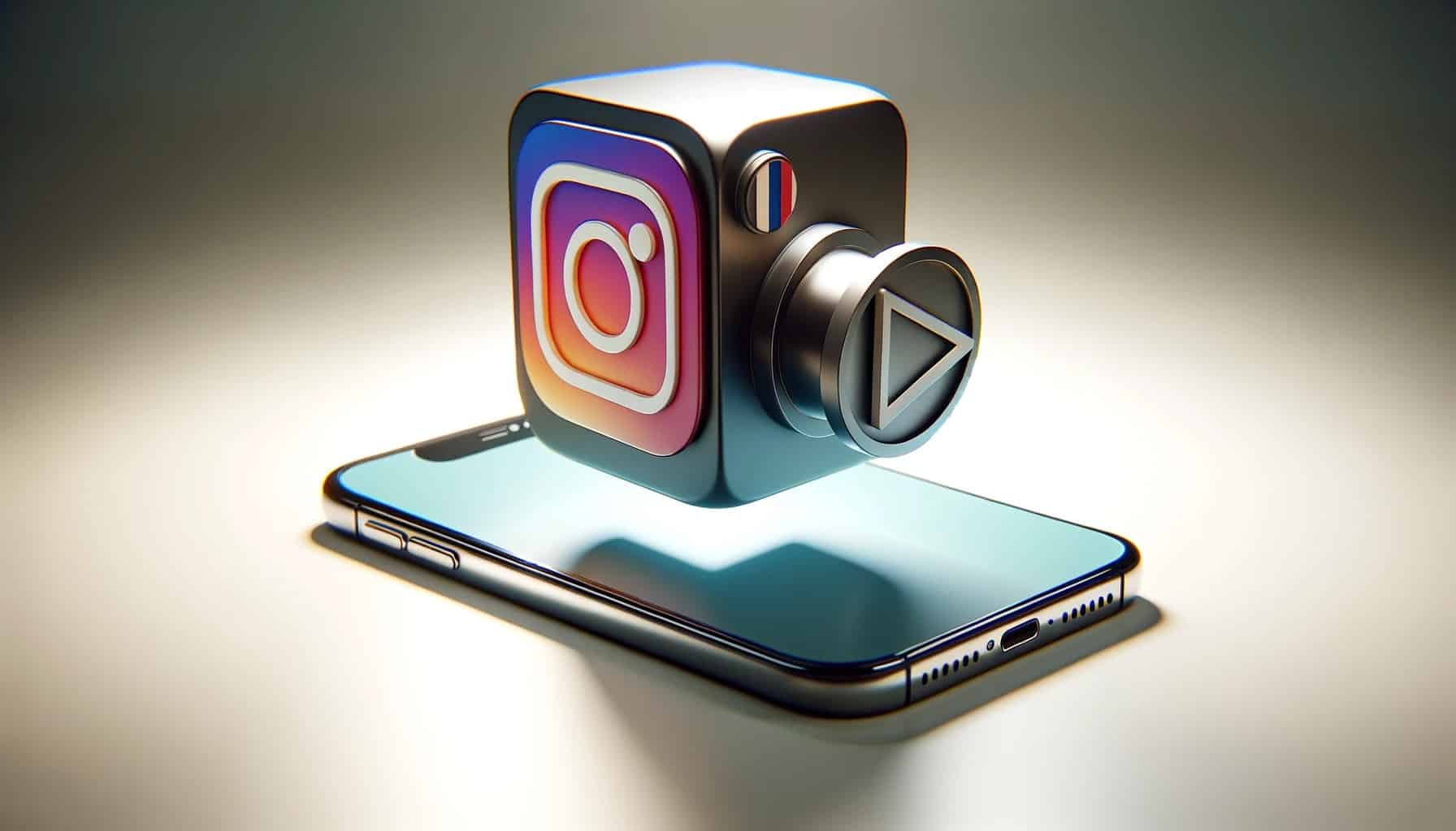 teléfono celular con una cámara de video y el logo de instagram